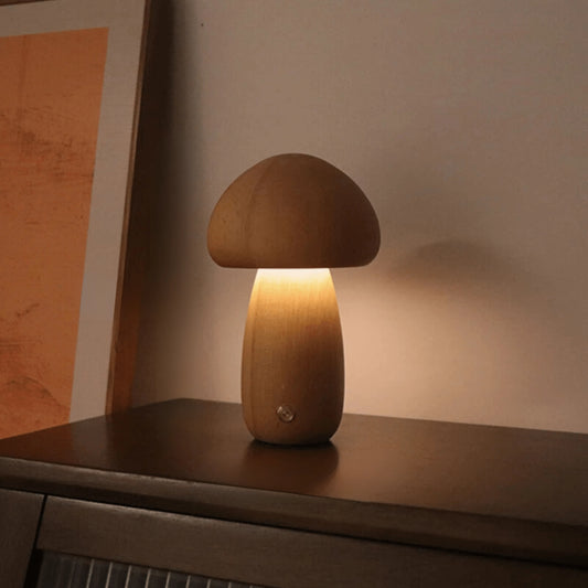 Lampe champignon en bois