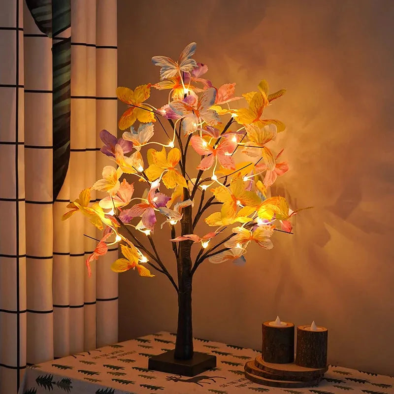 arbre lumineux led papillons allumé