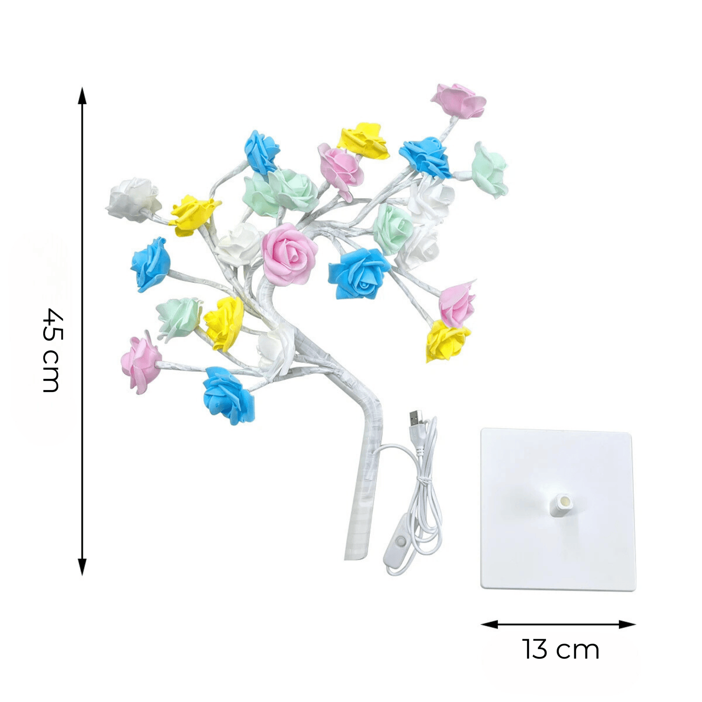 arbre lumineux led roses dimensions