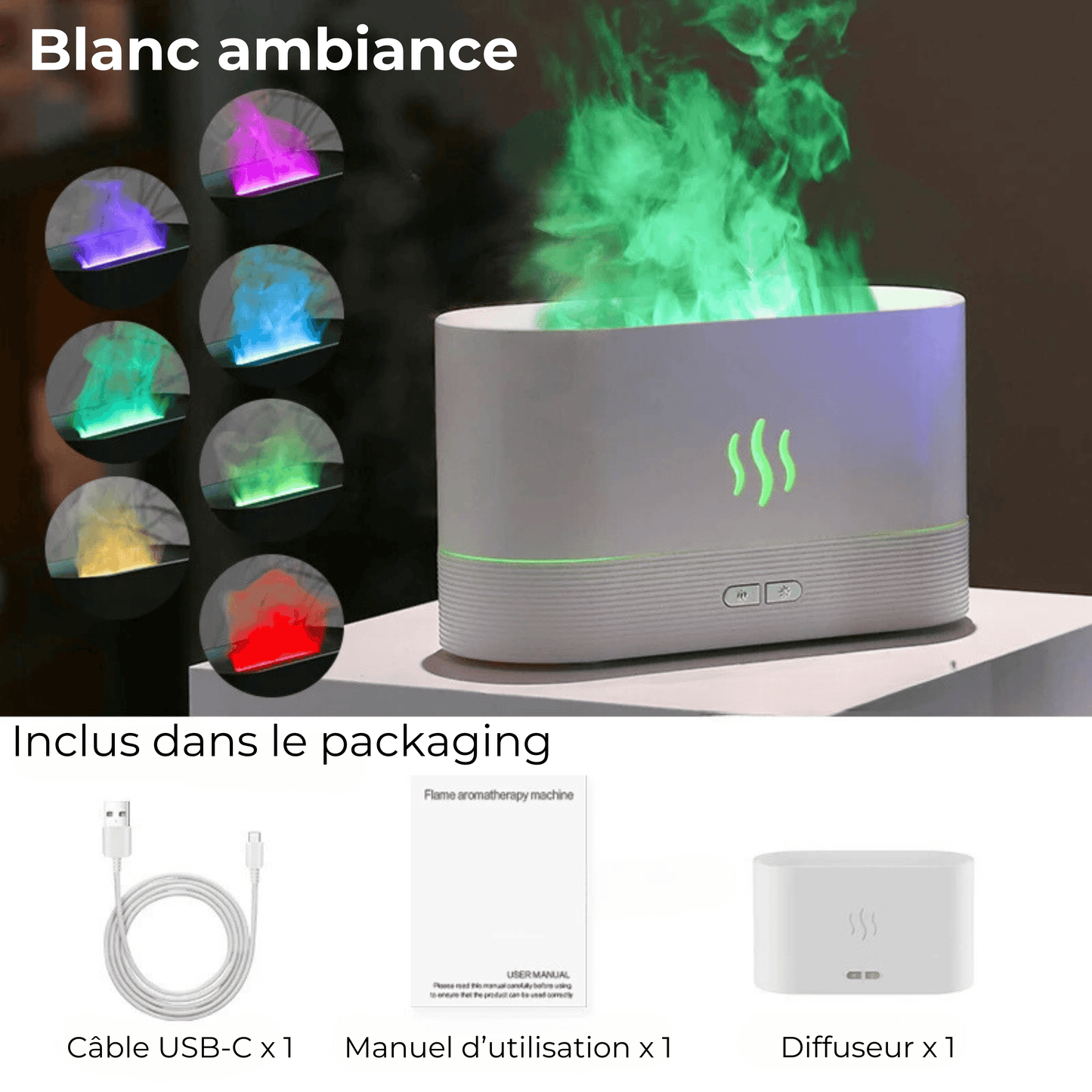 diffuseur flamme blanc ambiance