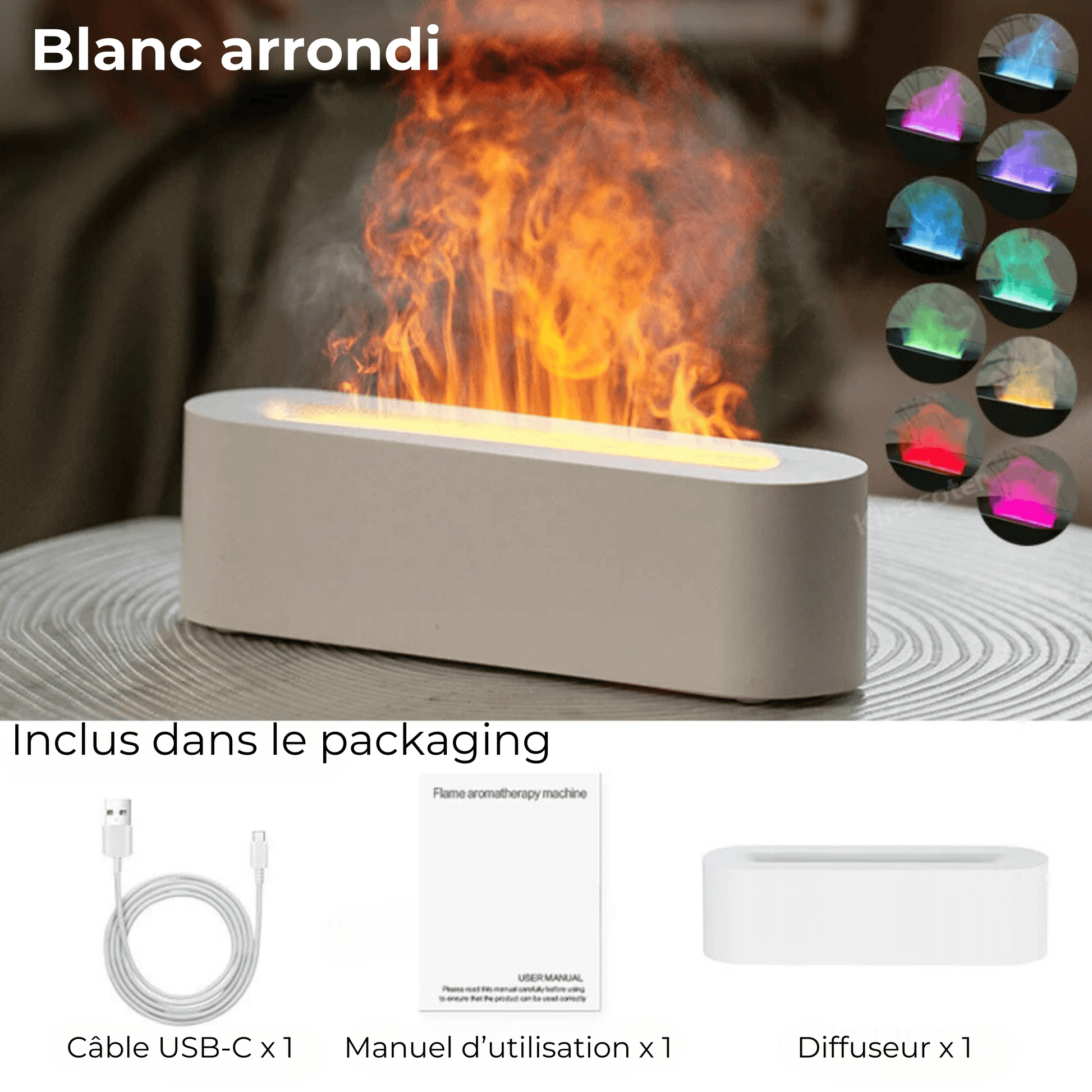 diffuseur flamme classique blanc arrondi