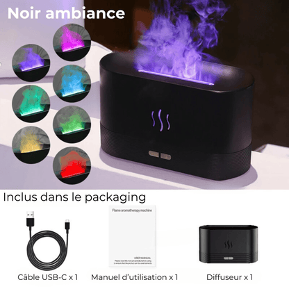 diffuseur flamme noir ambiance