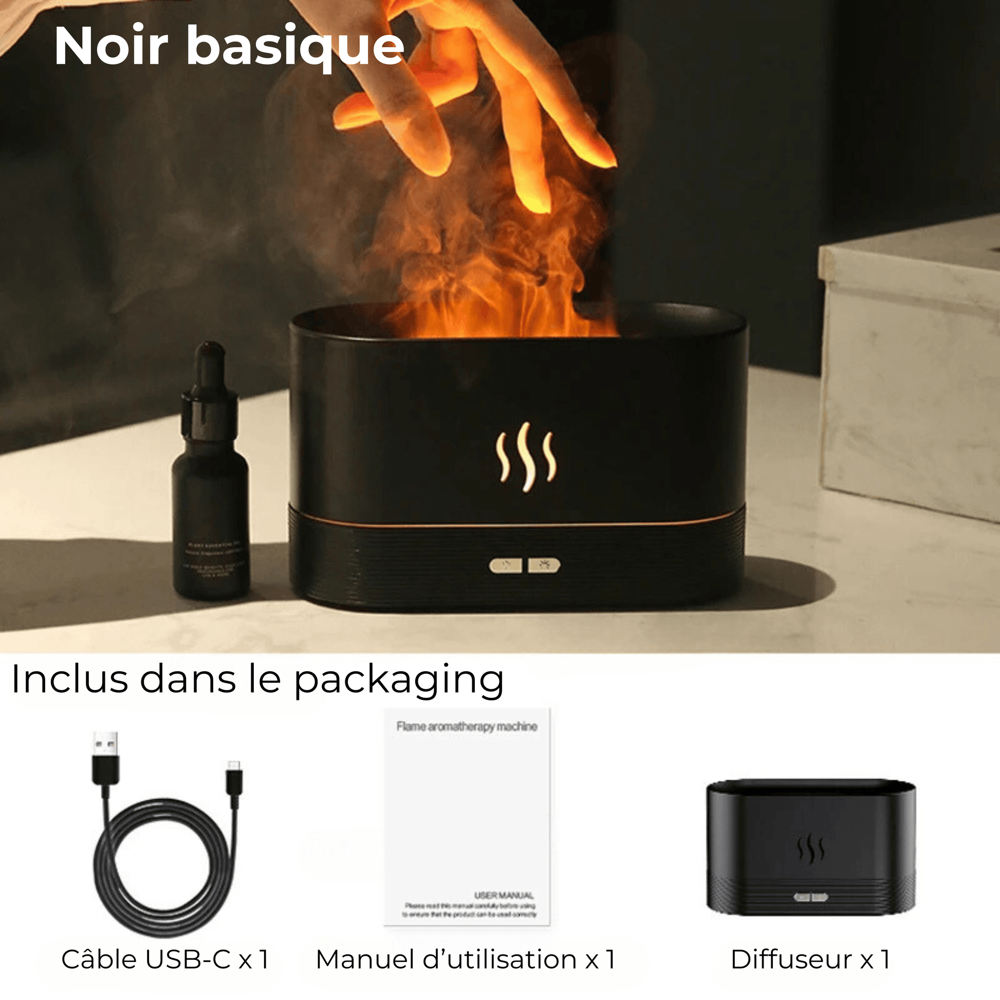 diffuseur flamme noir basique