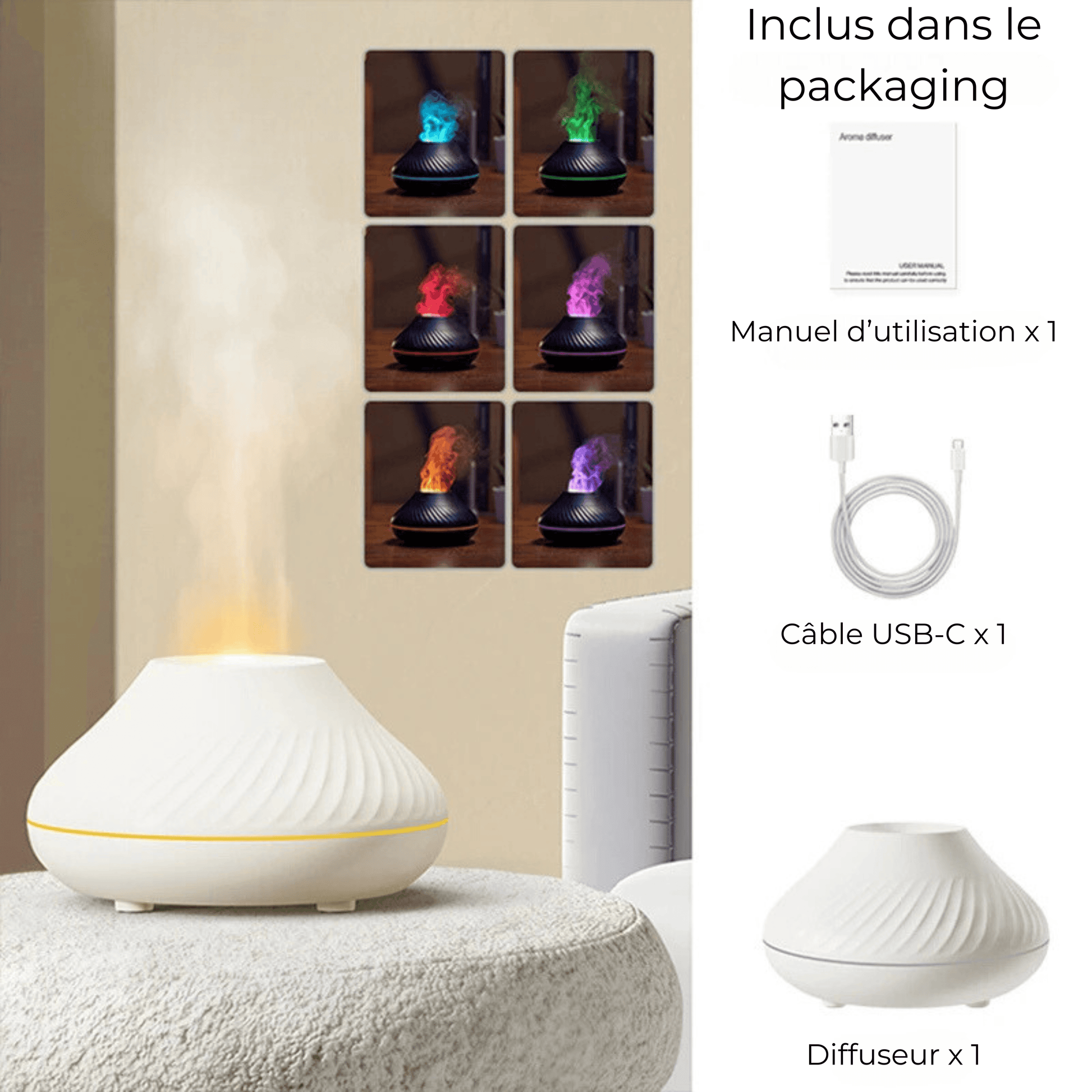 diffuseur volcan utilisation blanc