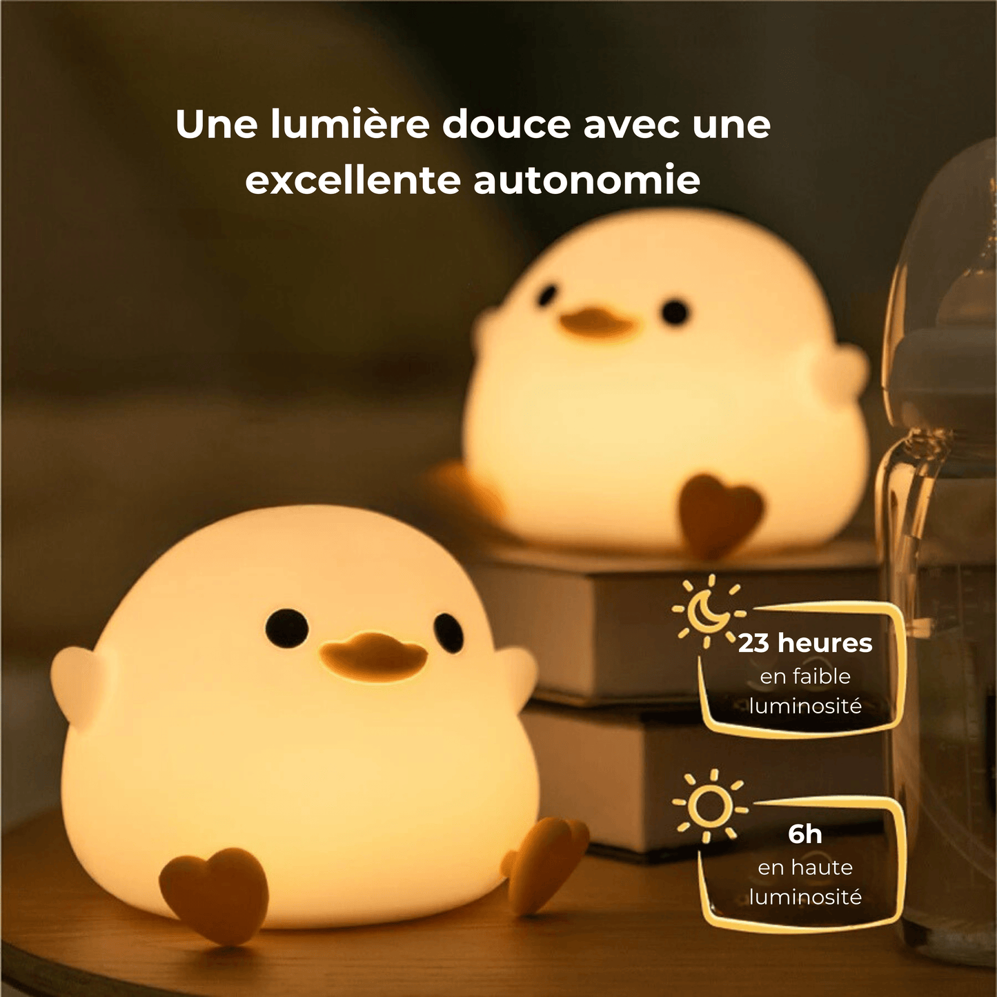 veilleuse canard mignon excellente autonomie