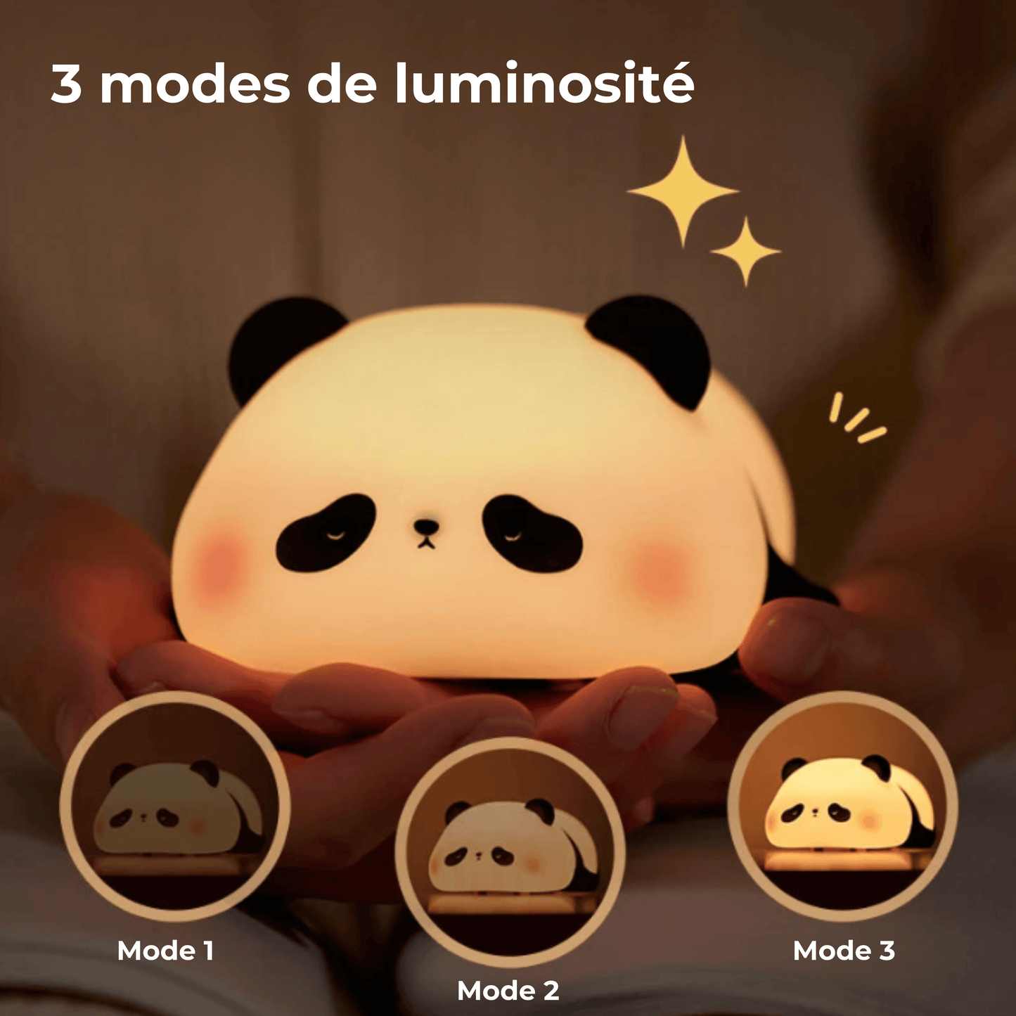 veilleuse panda allongé 3 modes de luminosité