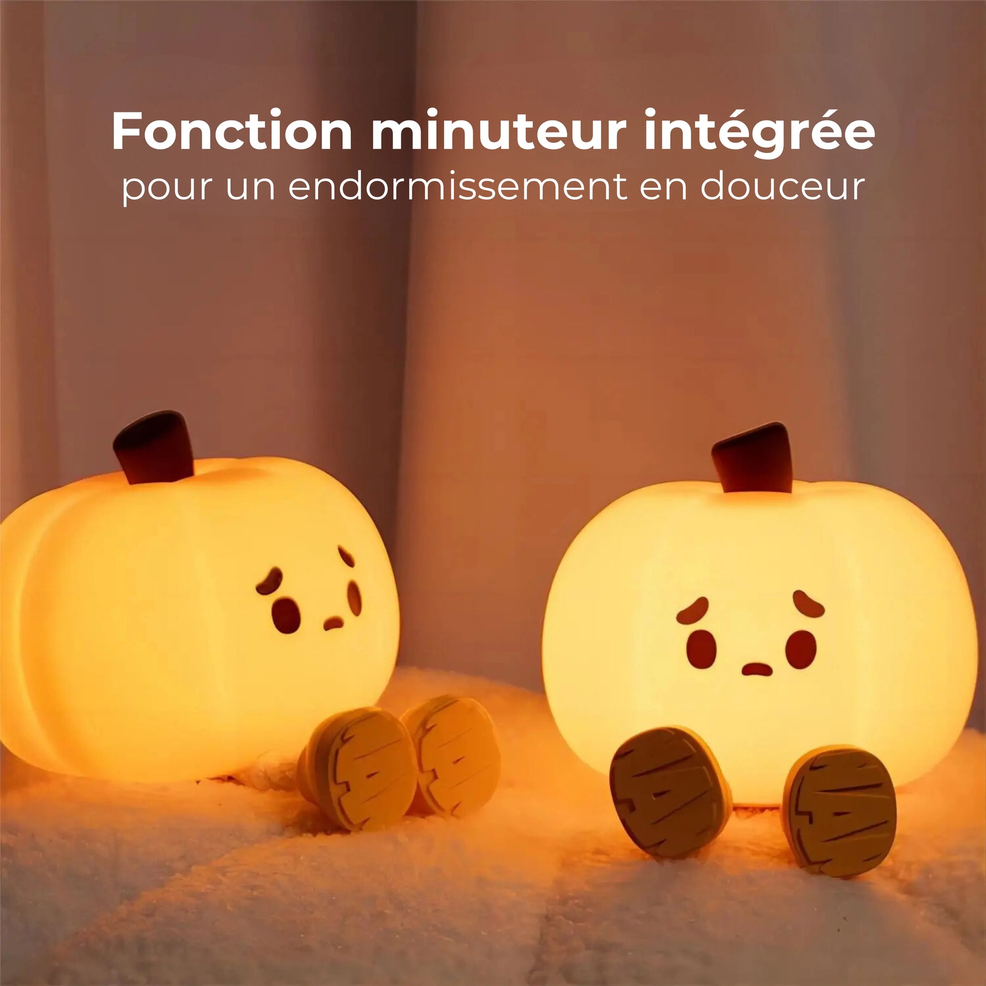 veilleuse silicone souple citrouille minuteur